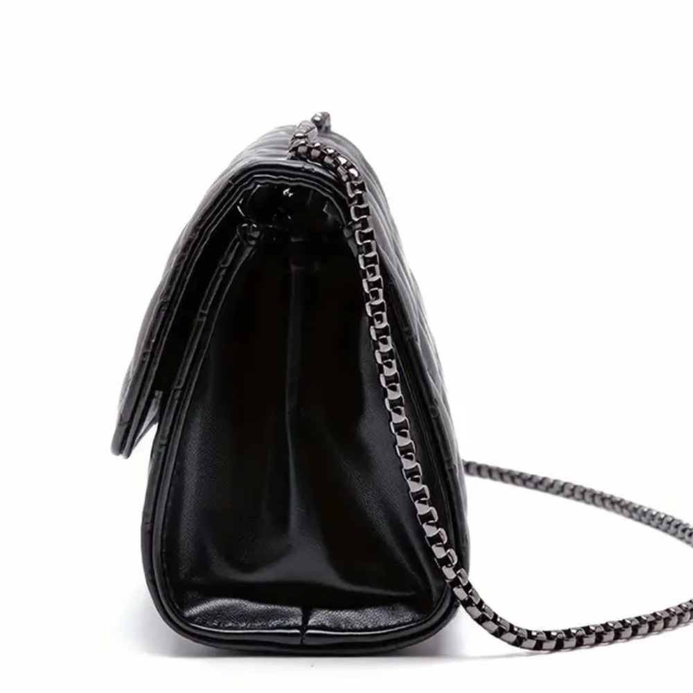 Elegant Unbranded Black Quilted Crossbody Chain Bag- NIP - Picture 3 of 12
